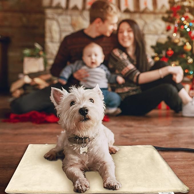 Toozey Pet Heating Pad, 6 Adjustable Temperature Heated Cat Bed with Timer, Waterproof Electric Heated Mat for Dogs and Cats, Chew Resistant Cord, Safe Indoor Use, 18x16in