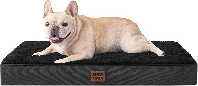 EHEYCIGA Orthopedic Medium Dog Beds for Small Dogs with Removable Washable Cover for Crate, Black, 30x20
