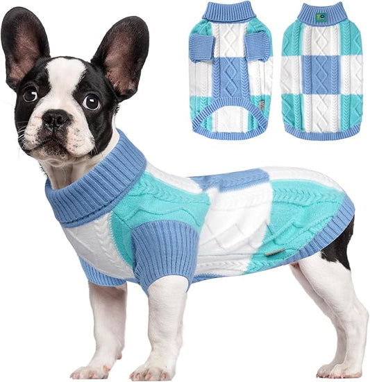 Pet Sweaters,Turtleneck Pullover Dog Sweater,Pet Sweaters for Dogs,Pet Clothes,Pet Clothing,Suitable for All Types of Dogs and Most Seasons (Blue Group,L)