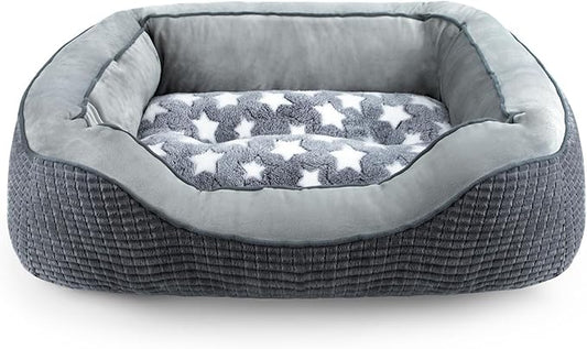 SIWA MARY Dog Beds for Small Dogs & Cats, Washable Dog Sofa Bed with Wide Sides, Pentagram Pattern Design, Pet Cuddler Bed, Warming Soft Calming Puppy Bed for Sleeping, Non-Slip Bottom