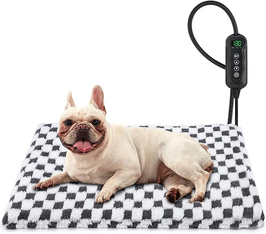 MIXJOY Heated Dog Bed, 11 Adjustable Temperature Dog Heating Pad Indoor with Timer, Pet Heated Mat for Dogs Cats, Electric Cat Heating Pad with Washable Cover, Heated Pet bed-28''x16'', Medium