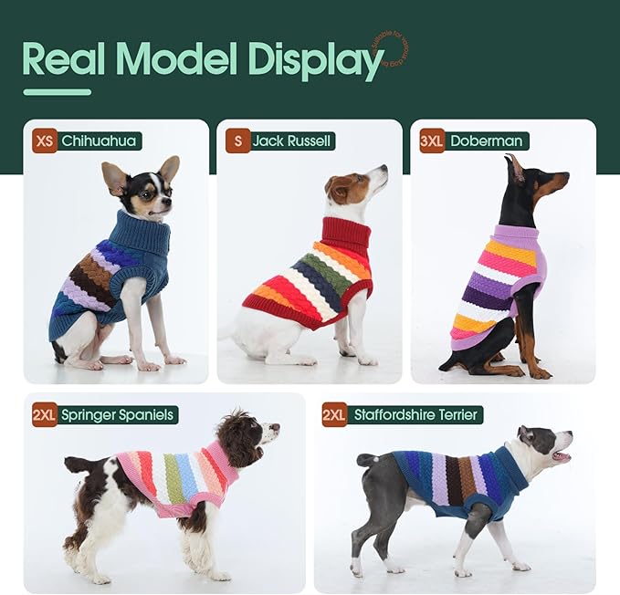 Kuoser Dog Sweater, Warm Dog Sweaters for Small Dogs Pet Christmas Clothing, Classic Cable Knitwear Cold Weather Thermal Pullover for Pug Dachshund Yorkie, Soft Puppy Turtleneck Sweatshirt, Blue S