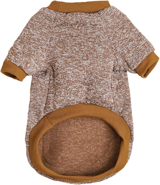 Jecikelon Dog Clothes Dogs Sweater Soft Puppies Clothing Winter Puppy Sweaters Warm Outfit for Dogs Small XXS XS Cat Apparel (Khaki, M)