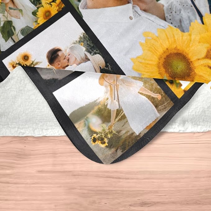 Custom Blanket with Photo, Personalized Blanket, Customized Photo Blankets, Customizable Blankets, Personalized Anniversary Birthday Gifts for Women Men Girlfriend Boyfriend Couple