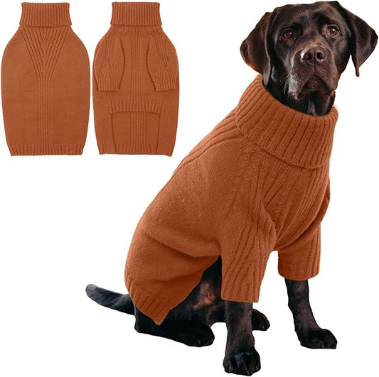 IECOii XL Dog Sweater,Winter Doggy Clothes for Large Dogs Girl Boy,Warm Pullover Soft Dog Sweater Turtleneck,Lightweight & Good Stretch for Active Dogs Like Beagle,Border Collie (Caramel,XLarge)