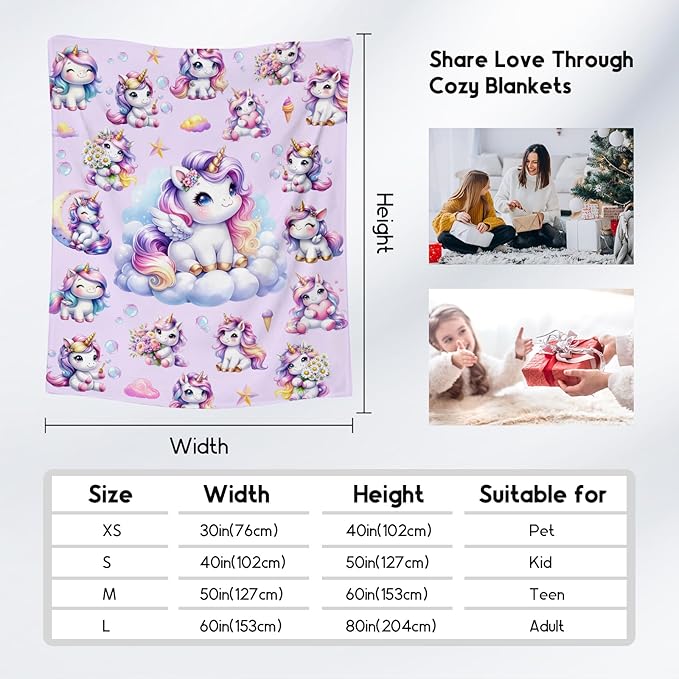 Gifts for Girls, Unicorn Blanket Gifts for Kids Unicorn Lovers, 60"x80" Soft Flannel Throw for Women Adults