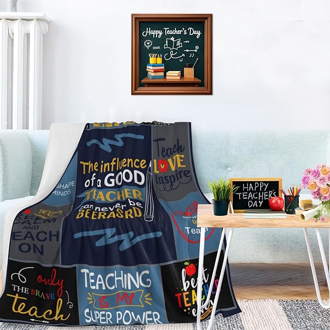 Teacher's Day Blanket, Teacher Appreciation Gifts for Women Men, Soft Lightweight Couch Throw Blanket, Retirement Teacher Flannel Blanket Gifts 60"X50"