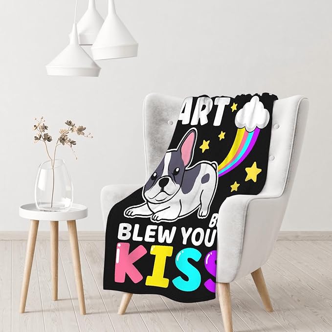 Funny Dog Blanket Gift for Girls Boys- 40x50 Inches Soft Flannel Throws Blankets Funny Gift for Teen Women Men Adult Cute French Bulldog Lover Gifts for Bed Sofa Couch