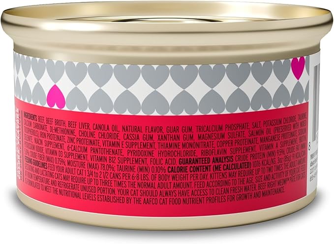 I and love and you Wet Cat Food - Beef Right Meow Pâté - Beef Recipe, Grain Free, Filler Free, 3oz Pack of 24 Cans