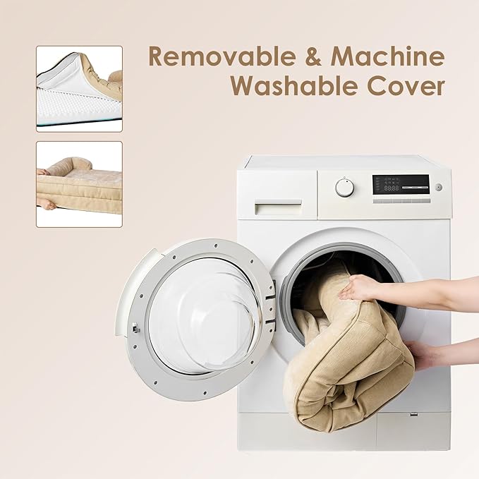 EHEYCIGA Orthopedic Dog Beds for Extra Large Dogs, Waterproof Memory Foam XXL Dog Bed with Sides, Non-Slip Bottom and Egg-Crate Foam Big Pet Couch Bed with Washable Removable Cover, Greige