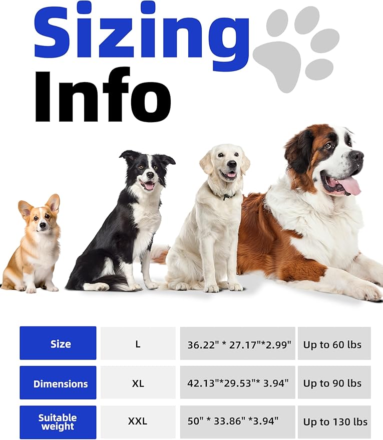 Sytopia 50'' Chew Proof Indestructible Dog Bed - XXL Outdoor Waterproof Dog Bed for Extra Large Dogs, Washable and Orthopedic, Tear Proof Crate Pad, Supports up to 130 lbs, Navy Blue