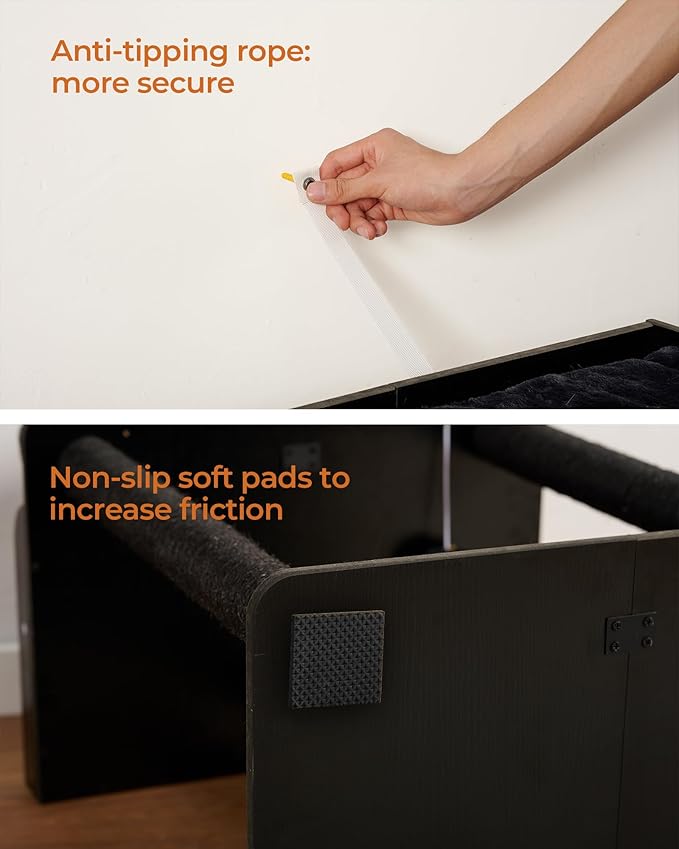 FourFurPets 26.7in Cat Tree Tower Condo, Cat Scratch Posts for Indoor Cats, Big Plate, Three 23.6in Full Sisal Scratching Posts, Black