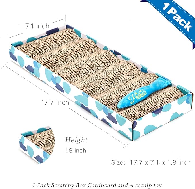 PEEKAB Cat Scratcher Cardboard Reversible Cat cat Scratch Pad Kitty Corrugated Scratching Bed Catnip Included (1 Pack)