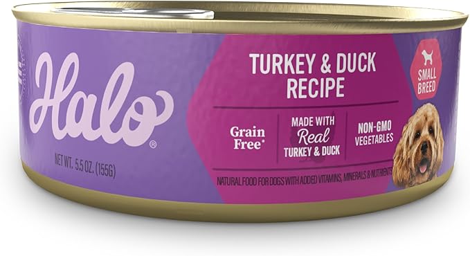 Halo Wet Dog Food For Small Dogs, Grain Free, Turkey & Duck 5.5 Ounce (Pack of 12)