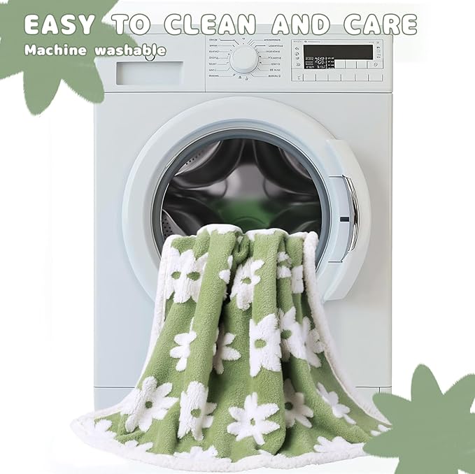Luciphia Waterproof Pet Blanket for Medium Large Dogs Washable Fluffy Thick Jacquard Shag Fleece Warm Sherpa 3D Textured Flower Print for Cats Puppy Couch Protection (Green,40x28 inches)