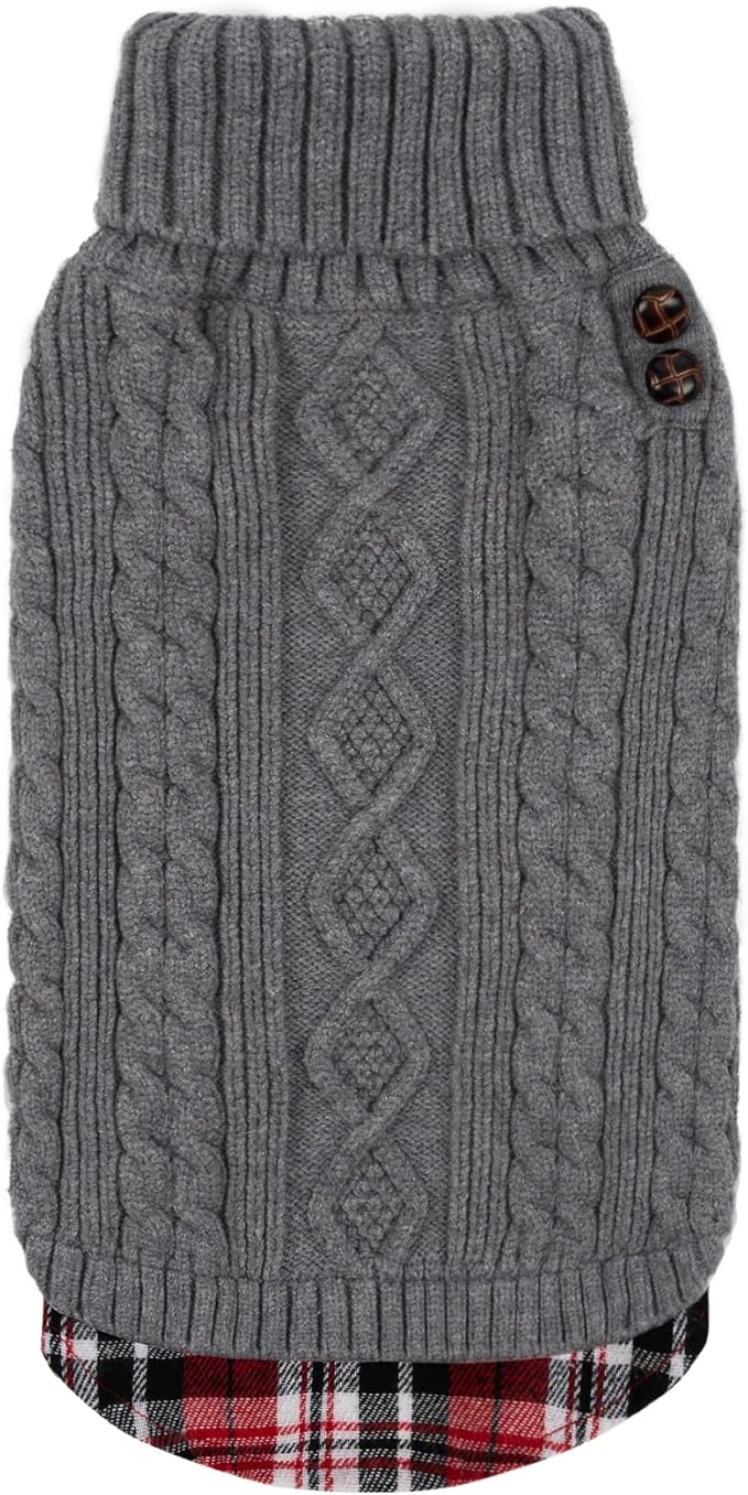 KYEESE Dog Sweater Soft Pullover Dog Sweaters for Large Dogs Warm Turtleneck Large Dogs Sweater with Gingham Patchwork Comfy Pet Coat for Fall Winter Cold Weather