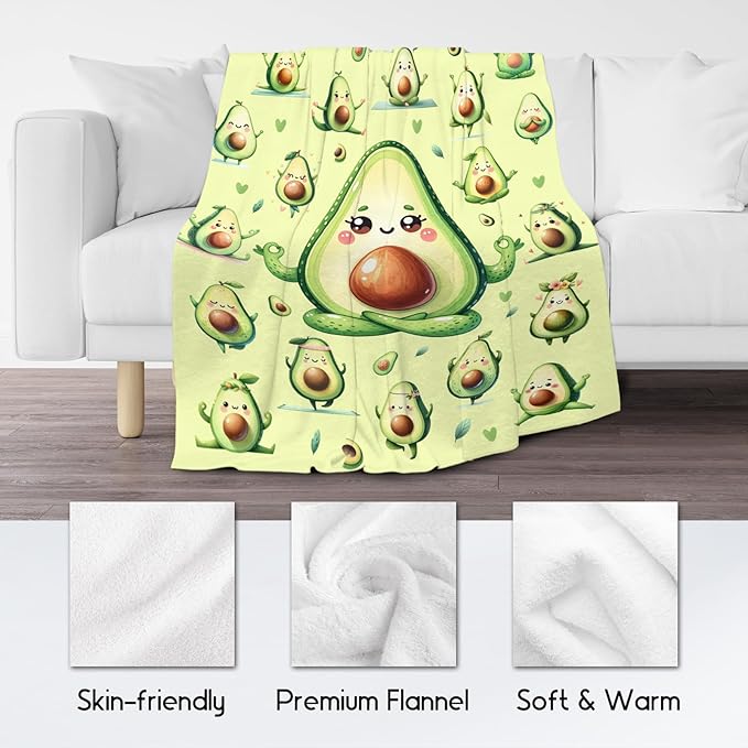 Girls Blankets Gifts, Avocado Blanket for Girls, Avocado Gifts for Kids Women Adults, Fluffy Flannel Throw for Sofa Couch Bedroom, 60"x80"