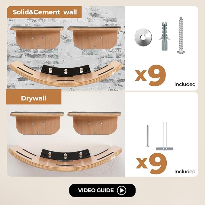 Cat Wall Shelves,Cat Wall Steps and Perch,Stairs,Ladders,Nest,Bed,Modern Wooden Floating Climbing Furniture for Hopping and Sleeping,with Scratching Cushion (Combo)