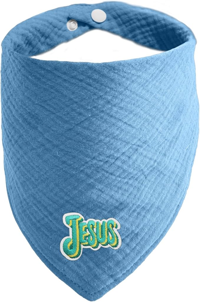 Solid Color Letter Embroidered Dog Scarf - Adjustable Cotton Bandana for Large Dogs,Blue,Large