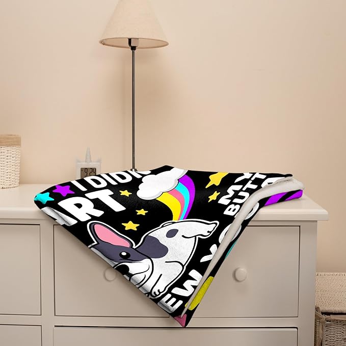 Funny Dog Blanket Gift for Girls Boys- 60x80 Inches Soft Flannel Throws Blankets Funny Gift for Teen Women Men Adult Cute French Bulldog Lover Gifts for Bed Sofa Couch-Twin Size