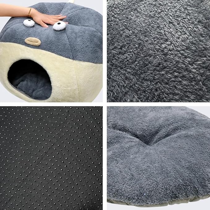 Cat Beds for Indoor Cats - 19.7'' Cute Animal-Shaped Larger Cat Cave Bed,Super Soft Calming cat Tent for Kitten&Puppy,Small Dog,Warm Plush&Machine Washable,Grey Multiple Sizes