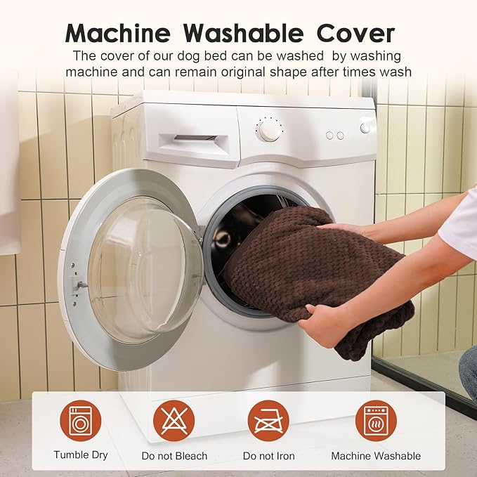 Orthopedic Dog Beds Large Sized Dog, Memory Foam Pet Bed for Large Dogs, Washable Removable Cover, Nonskid Bottom, Waterproof, 41x27x6 Inches, Brown Grey