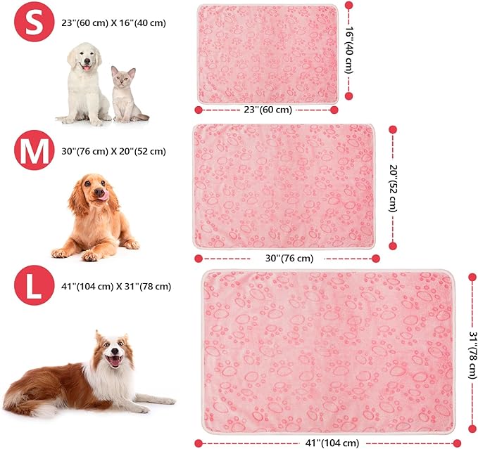 LeapSheep Pet Blankets for Dogs Cats - 3Pack Heart Pattern Super Soft Fluffy Dog Blankets for Small Medium Large Doggy Kitten (Light, Small)