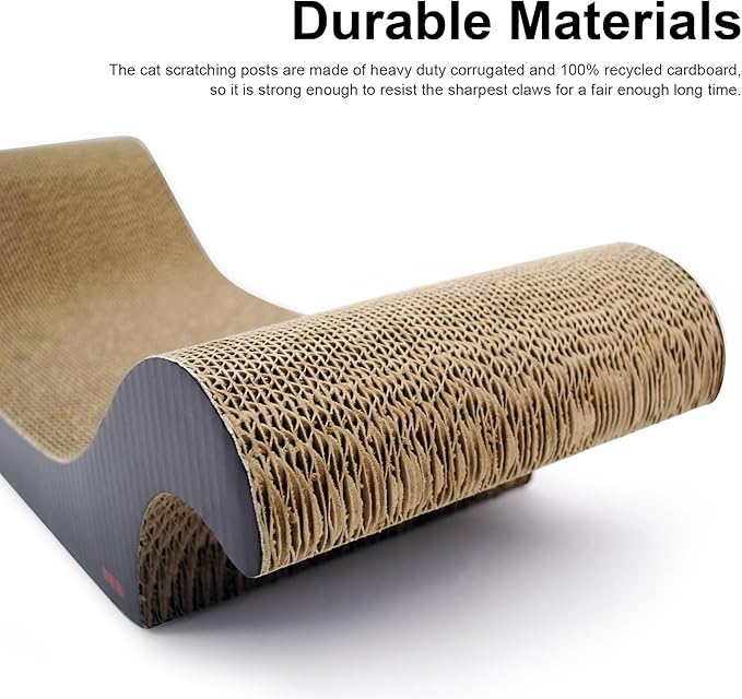 TTCAT Cat Scratching Pad, Corrugated Cardboard Cat Scratcher Lounge for Indoor Cats, Durable Cat Scratching Board Reversible with Catnip for Furniture Protection.