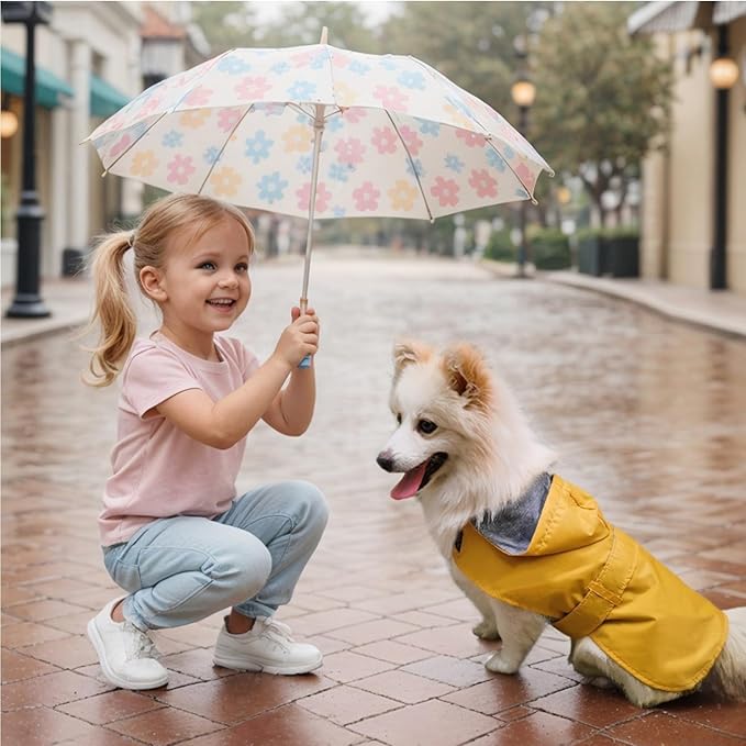 Dog Raincoat Small Dog Rain Jacket Poncho Waterproof Pet Rain Suit Double Layer Breathable Lining Hooded Leash Hole Adjustable Puppy Small Medium Dogs,Yellow,S