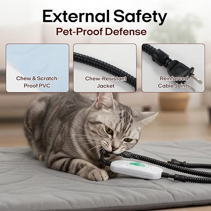 Dog Heating Pad (56"x40") - Waterproof Electric Heated Mat & Pet Bed for Indoor and Outdoor Use, Chew Resistant Cord, Machine Washable Cover with Wheat Pattern Quilting, for Cats and Pets