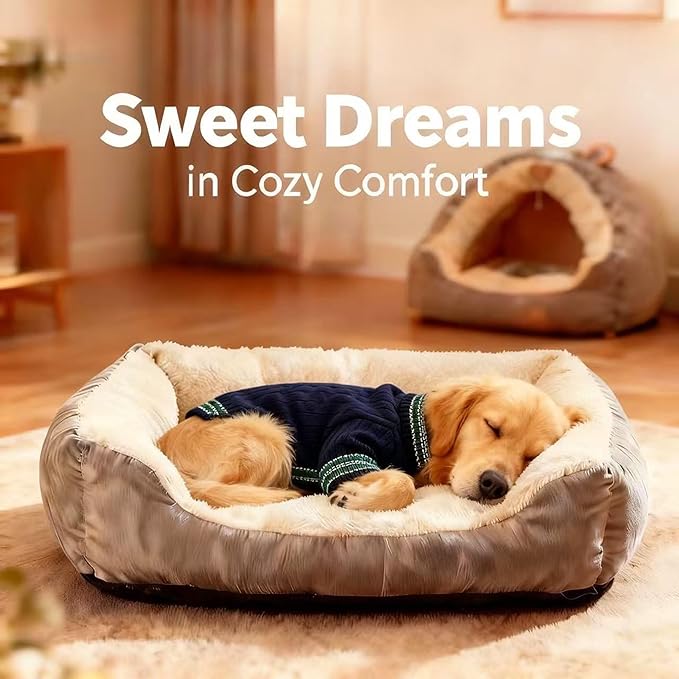 Medium/Large Dog Sweater, Warm Dog Winter Coat w/Sleeves, Comfortable High Neck & Leash Hole, Premium Dog Clothes for Golden Retriever-Best for Holidays, Daily Walks XXL Blue