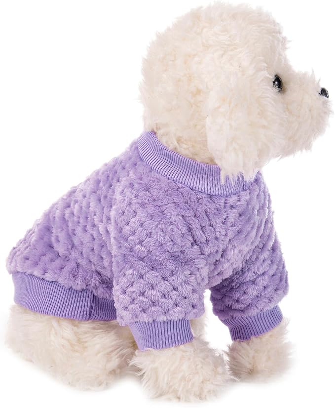 POMIU Dog Sweater, Dog Sweaters for Small Medium Dogs or Cat, Warm Soft Flannel Pet Clothes for Dogs Girl or Boy, Dog Shirt Coat Jacket (Peach+Purple+Rose, Medium)