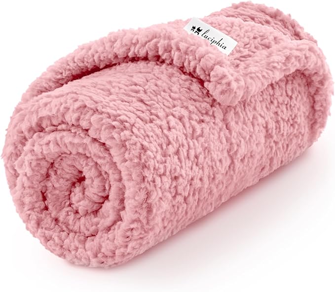 Luciphia Premium Fleece Pet Blanket for Small Medium Dogs Puppy Soft Sherpa Calming Cat Throw Blankets(Pink,57x40 inches)