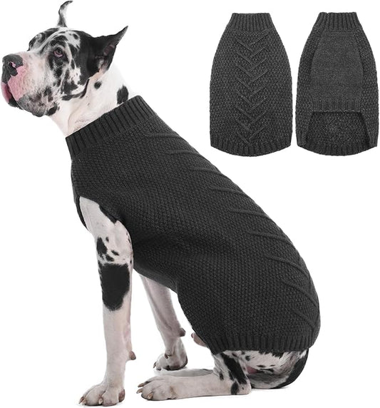 IECOii Great Dane Sweater, 5XL Dog Sweater for Extra Large Dogs, XXXXXL Dog Sweaters Christmas, Warm Winter Sweaters for Giant Breed Male Female Dogs, Pullover Knitwear Sleeveless, Darkgrey - 5XL