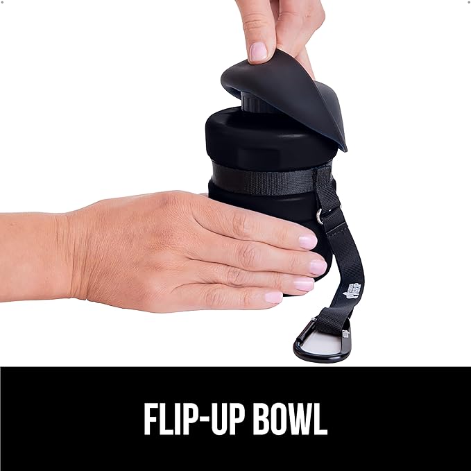 GORILLA GRIP Dog Water Bottle, Portable Water Bowl Dispenser for Dogs, 16 oz Leak Proof Pet Travel Squeeze Bottles, Food Grade Silicone, to Go Puppy Essentials, Hiking Camping Trip Accessories, Black