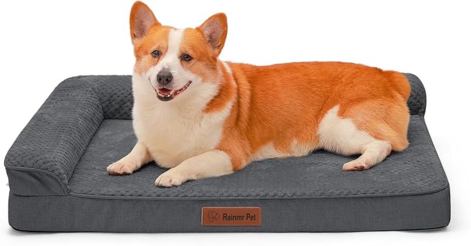 Orthopedic Dog Beds Large Sized Dog, Memory Foam Pet Bed for Large Dogs, Washable Removable Cover, Nonskid Bottom, Waterproof, 36x27x6 Inches, Dark Grey