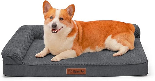 Orthopedic Dog Beds Large Sized Dog, Memory Foam Pet Bed for Large Dogs, Washable Removable Cover, Nonskid Bottom, Waterproof, 36x27x6 Inches, Dark Grey