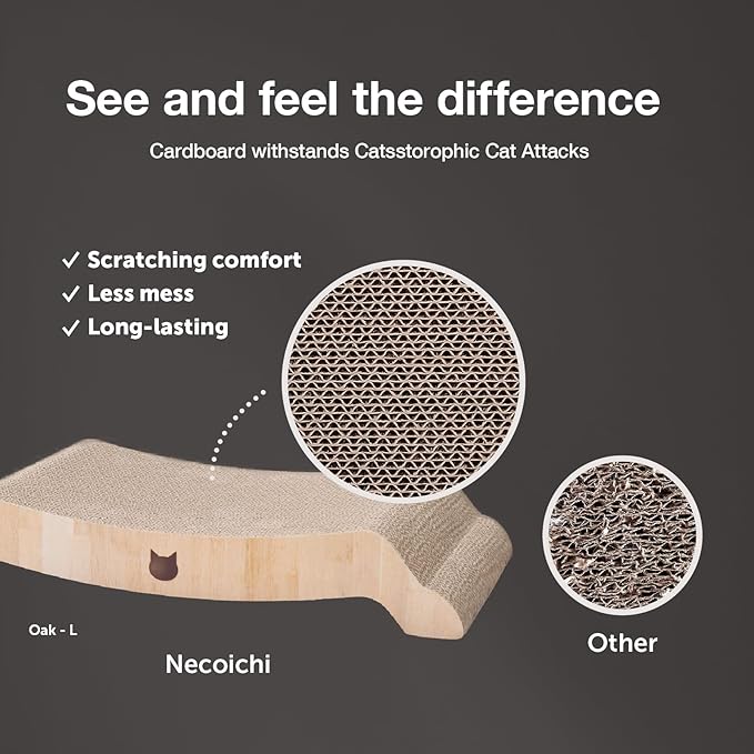 Necoichi Premium Comfort Series Cat Scratcher Curved Lounger and Scratcher Bed (c.Oak Bed, Large)