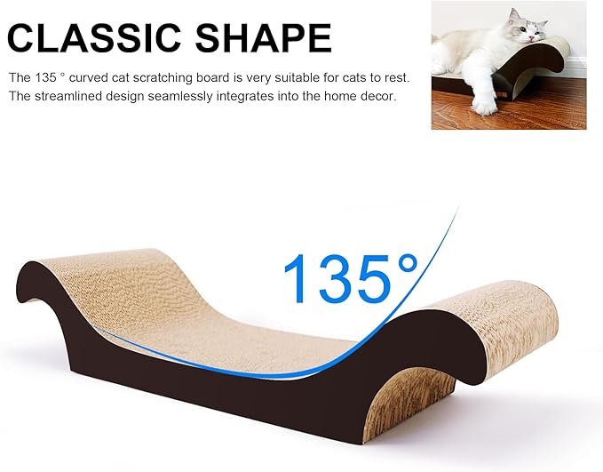 TTCAT Cat Scratching Pad, Corrugated Cardboard Cat Scratcher Lounge for Indoor Cats, Durable Cat Scratching Board Reversible with Catnip for Furniture Protection.