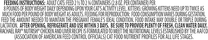 Nutrish Rachael Ray Grain Free Wet Cat Food, Chicken & Liver Recipe, 2.8 oz. Cup, 24 Count