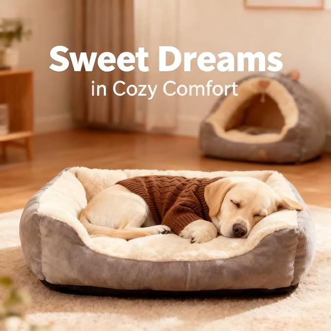 Medium/Large Dog Sweater, Warm Dog Winter Coat w/Sleeves, Comfortable High Neck Premium Dog Clothes for Labrador-Best for Holidays, Daily Walks XL Brown