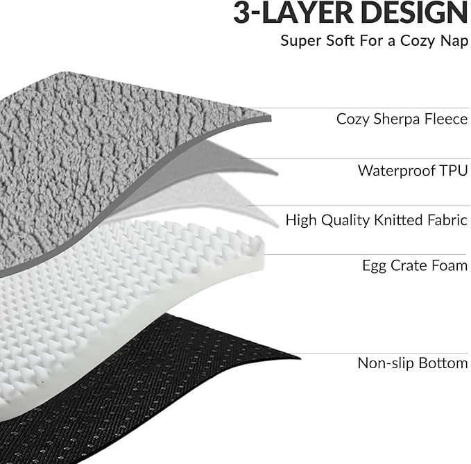 Patas Lague Orthopedic XL Dog Bed Large Sized Dog 42''X28'', Waterproof L Bolster Big Large Pet Sofa Beds with Removable Washable Cover, Soft Comfortable Pet Couch Crate Mat with Nonskid Bottom, Grey