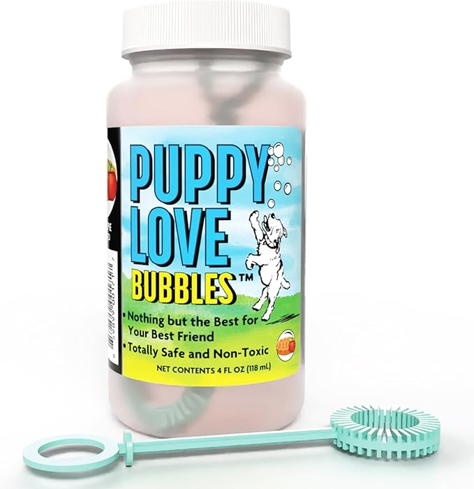 Atomic Bubbles: Puppy Love Bubbles: Apple Pie Scented 2 Pack - 4oz Bottles, Dog Interactive Toy, Pet Safe, Non-Toxic, Indoor & Outdoor, Long Lasting