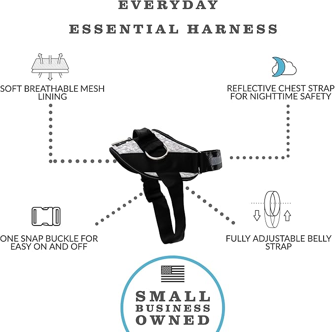 ShawnCo Essential Dog Harness, No-Pull Pet Vest with 3 Leash Clips, No Choke, Reflective, Adjustable and Padded, for Easy Walking and Training for Small, Medium and Large Dogs (Arctic Camo, S)