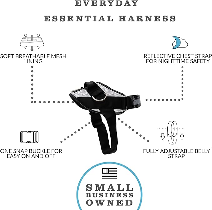 ShawnCo Essential Dog Harness, No-Pull Pet Vest with 3 Leash Clips, No Choke, Reflective, Adjustable and Padded, for Easy Walking and Training for Small, Medium and Large Dogs (Arctic Camo, M)