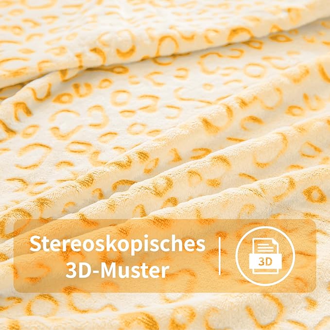 FY FIBER HOUSE Flannel Fleece Leopard Print Throw Blanket Super Soft Lightweight Fluffy Twin Blankets for Couch, 60"X80",Yellow