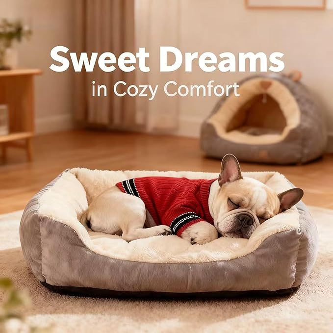 Medium/Large Dog Sweater, Warm Dog Winter Coat w/Sleeves, Comfortable High Neck & Leash Hole, Premium Dog Clothes for Bulldog-Best for Holidays, Daily Walks L Bright Red