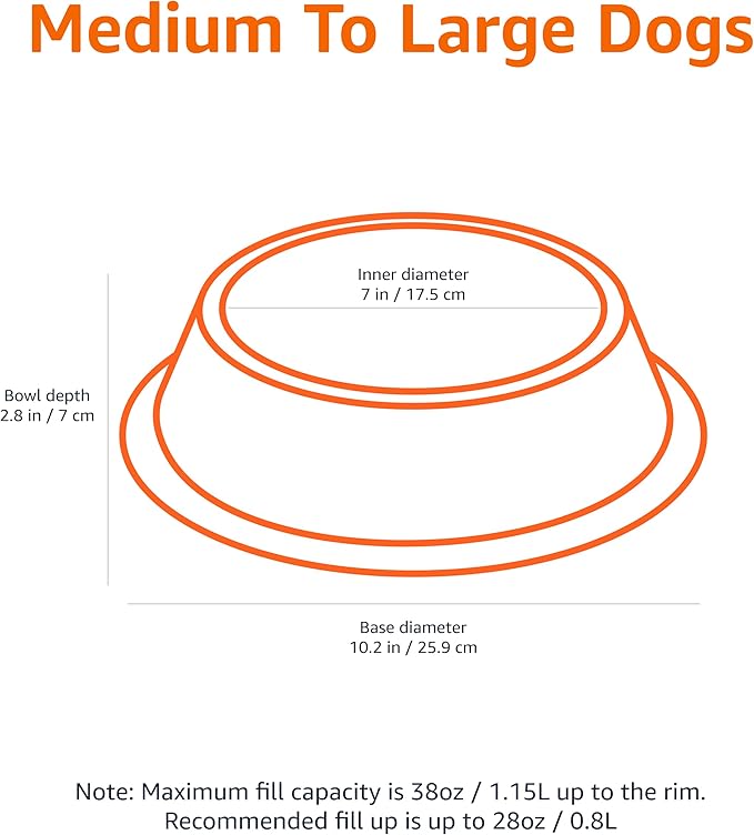 Amazon Basics Stainless Steel Dog Bowl, Single