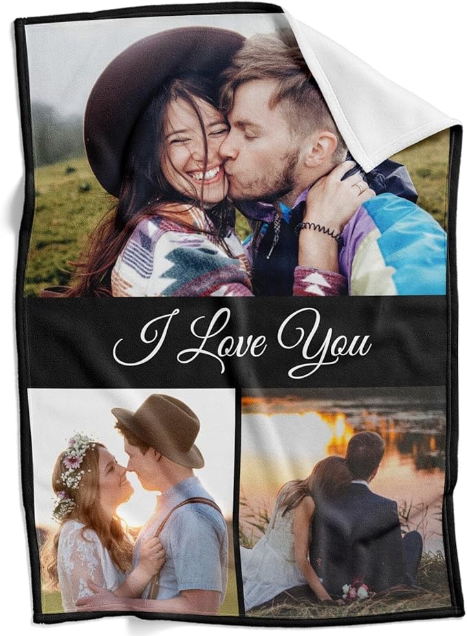 Custom Blanket with Photo, Personalized Blanket, Customized Photo Blankets, Customizable Blankets, Personalized Anniversary Birthday Gifts for Women Men Her Him Couple