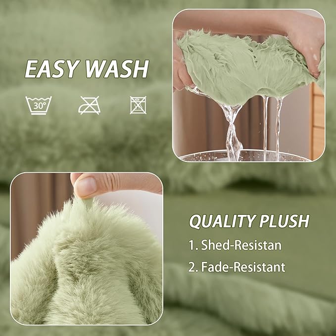 Dog Blanket Ultra Soft Fuzzy Faux Fur Cat Blankets for Indoor Cats Ultra Soft Plush Faux Fur Machine Washable Reversible Pet Throw Protector for Couch Furniture 39"X 30" Green
